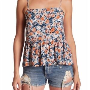 Current Elliott Blue Orange Floral Peplum Cami Tank Top Size 0